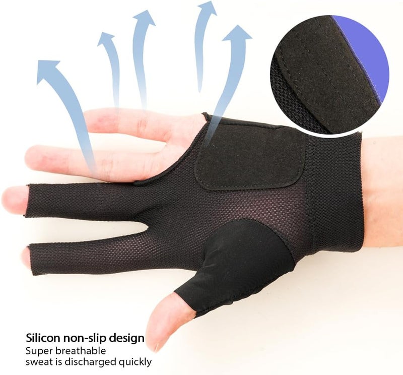 CRICAL Professional Billiard Glove for Pool, 3-Finger Design with Thick Lycra & Non-Slip Grip for Men and Women, Billiard Cue Accessories for Improved Control and Practice - Image 3